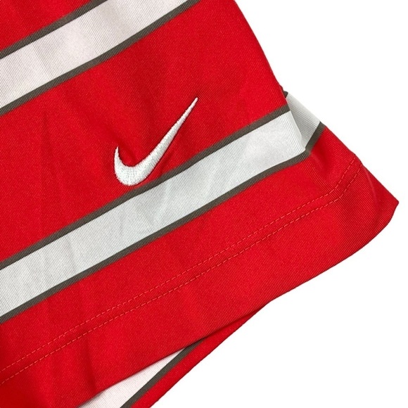 Nike Golf Polo Mens Large Stripe Print Performance Stretch Shirt Red - Picture 5 of 15